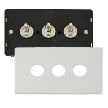 Click Definity Metal White 10AX 3 Gang 2 Way Toggle Switch with Black ...
