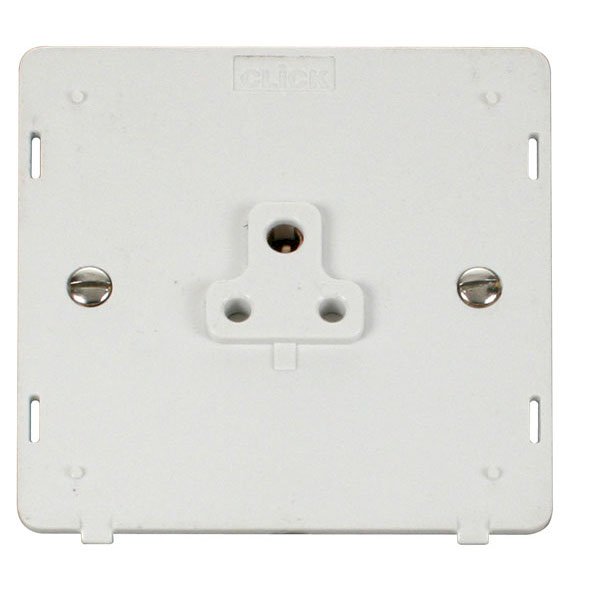 Click 2A 1 Gang Round Pin Socket Outlet (SIN039PW+SCP239MB) UKES