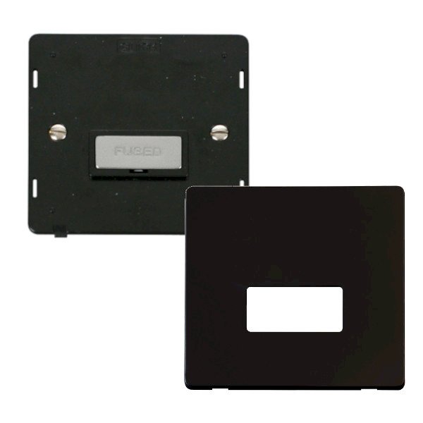Click Definity Metal Black 13A Fused Connection Unit with Black Chrome ...