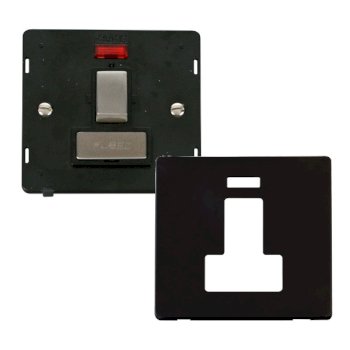 Click Definity Metal Black 13A Switched Fused Connection Unit with Neon ...