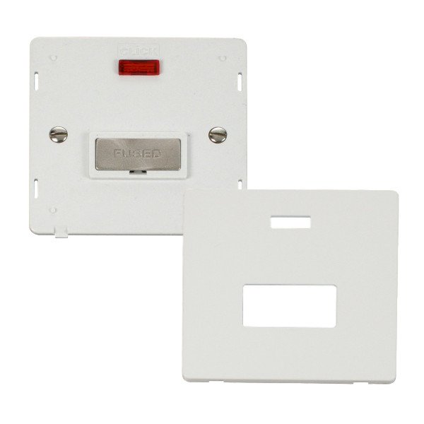 Click Definity Metal White 13A Fused Connection Unit with Neon and ...