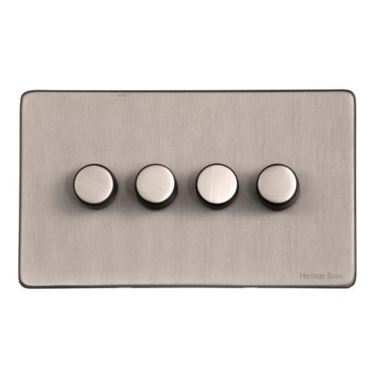 Heritage Brass Vintage Aged Pewter 4 Gang 250W Dimmer with Aged Pewter