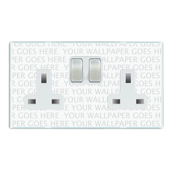 Hamilton Perception Clear 2 Gang 13A Switched Socket Double Pole with White Insert & Satin