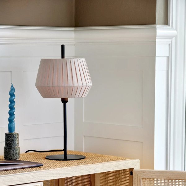 Nordlux Dicte Black Table Lamp, Beige Shade (2112405009) UKES