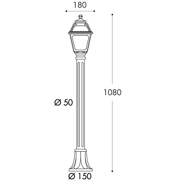 Fumagalli Mary Mizar 6W 2700K Black LED Lamp Post | UKES