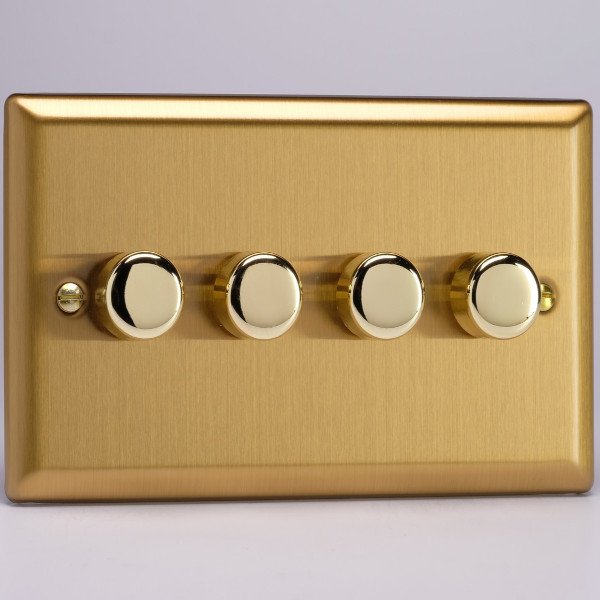 Varilight Classic VPro Brushed Brass 4 Gang 2 Way 0120W PushOn/Off