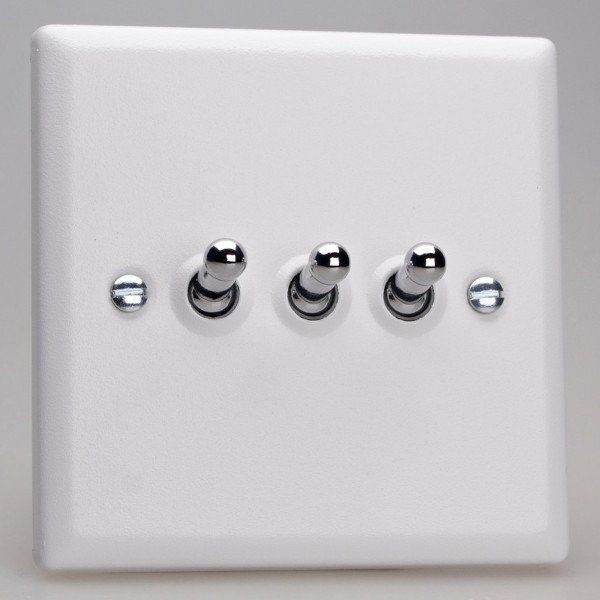 Georgian Antik Messing 3-Gang Toggle Switch - 10 Amp Triple