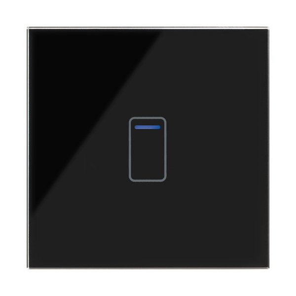 Retrotouch Crystal 1 Gang 1 Way Touch Light Switch with Black Glass UKES