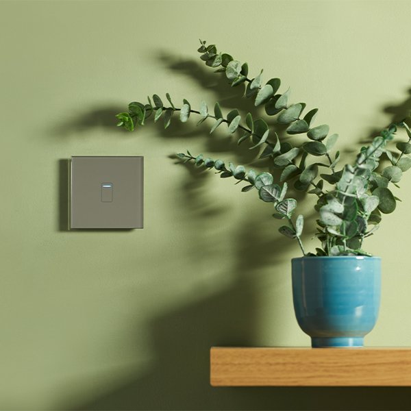 Retrotouch Crystal 1 Gang 1 Way Touch Light Switch with Grey Glass UKES