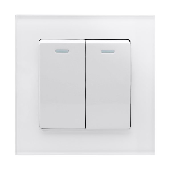 Retrotouch Crystal 2 Gang Retractive/Pulse Light Switch (00219) UKES