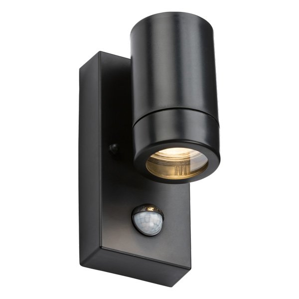 Knightsbridge Eamon GU10 Outdoor Wall Light, PIR (EAPIR1BK) UKES