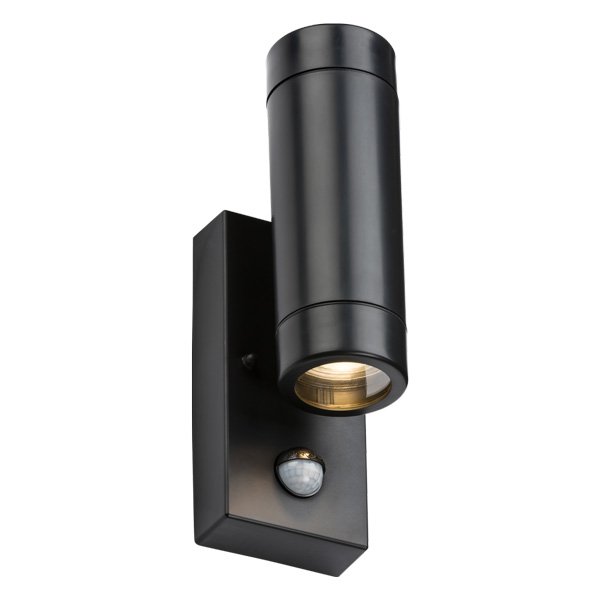 Knightsbridge Eamon Up/Down GU10 Wall Light, PIR (EAPIR2BK) | UKES