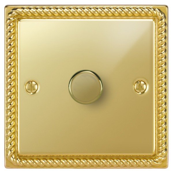 Light Switch Single 1 Gang - Polished Mirror Brass Georgian - Black Insert - Metal Rocker Switch - 10 Amp 1 Gang 2 Way - View #3