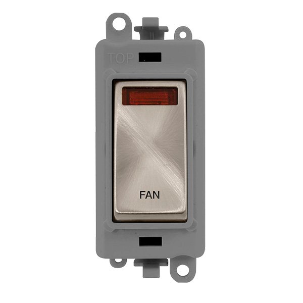 Click GridPro Brushed Stainless 20AX Double Pole Fan Switch Module with