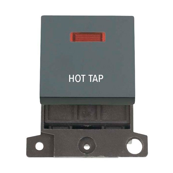 Click MiniGrid Black 20A Double Pole Hot Tap Switch Module with Neon UKES