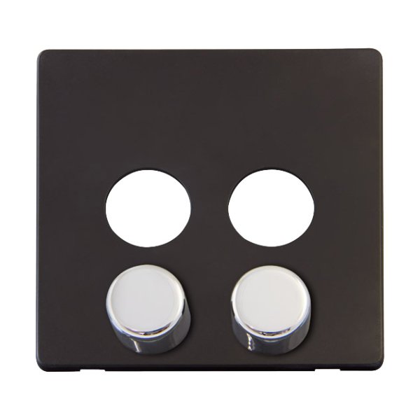 Click Definity Matt Black 2 Gang Dimmer Cover Plate with Polished