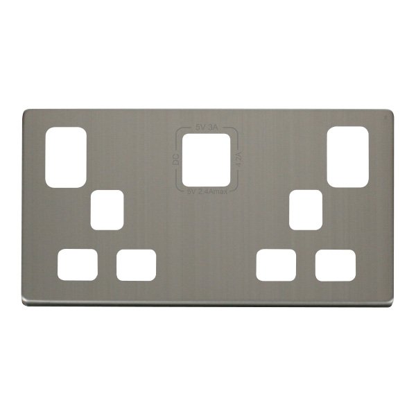 Click Definity Stainless Steel 2 Gang 13A Switched Safety Shutter