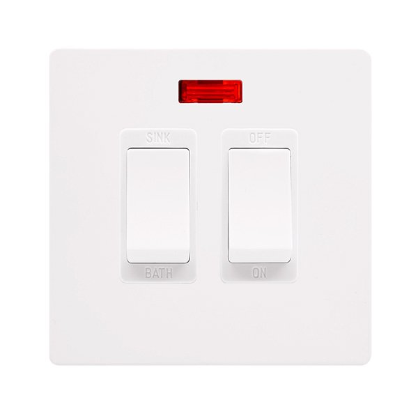 Click Definity Complete Metal White 20A Double Pole Sink/Bath Switch with Neon, Polar White