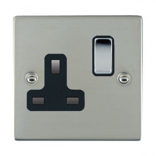 Hamilton Sheer Bright Steel 1 Gang 13A Switched Socket Double Pole