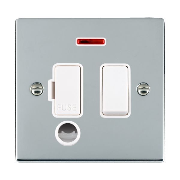 Hamilton Sheer Bright Chrome 1 Gang 13A Fused Spur, Double Pole + Neon