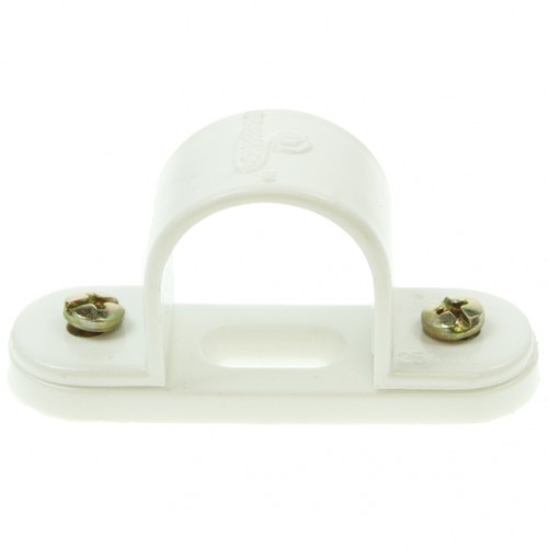 Univolt White 25mm PVC Spacer Bar Saddle, Spacer Bar Saddles, UK Electrical Supplies