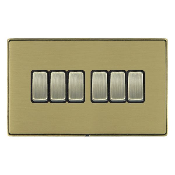 Hamilton LineaDuo CFX Antique Brass/Satin Brass 6 Gang 2 Way Rocker