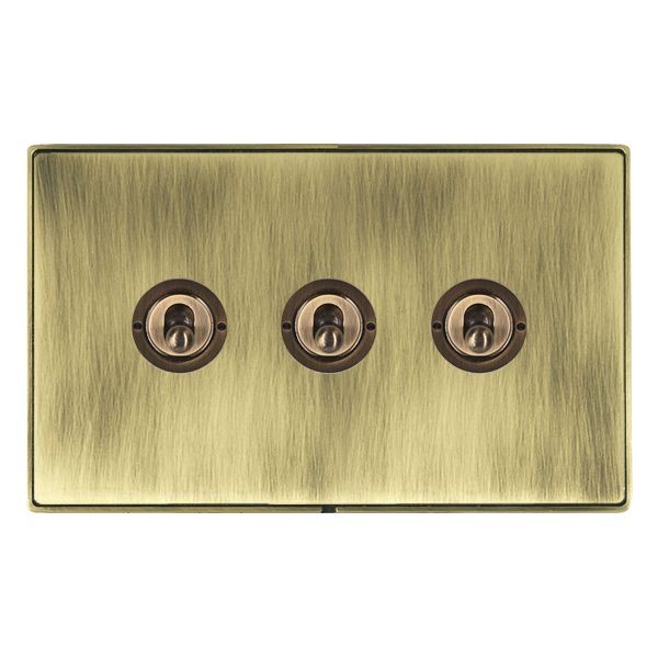 Hamilton LineaDuo CFX Antique Brass Frame/Antique Brass Plate 3 Gang