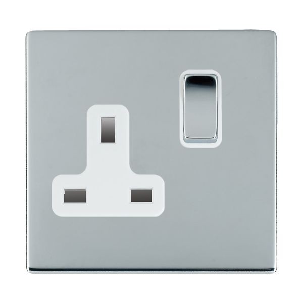 Hamilton Sheer CFX Bright Chrome 1 Gang 13A Switched Socket Double