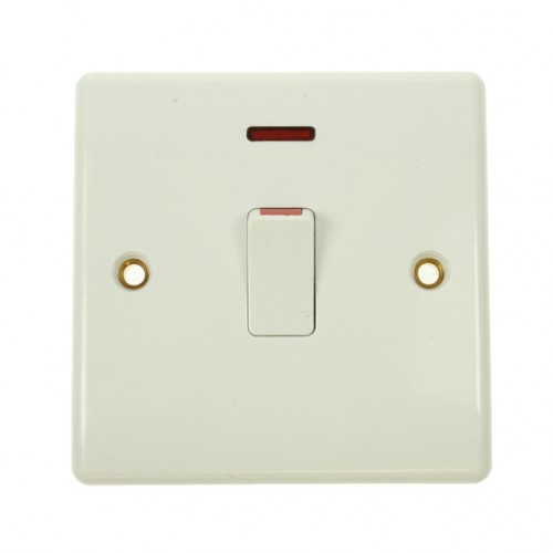 BG Nexus 20 Amp Double Pole Single Switch with Neon, buy white PVC