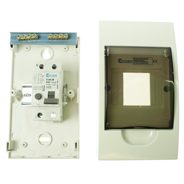 Europa 40amp MCB and 63amp RCCB Shower Unit, Consumer Units, UK