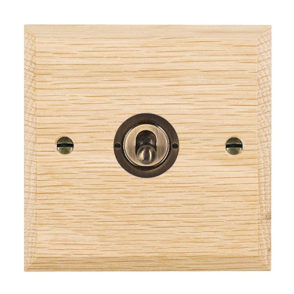 Hamilton Woods Chamfered Light Oak 1 Gang 20AX 2 Way Toggle Switch with
