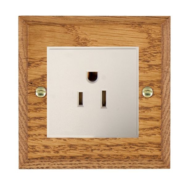 Hamilton Woods Chamfered Medium Oak 1 Gang 15A 110V AC American Unswitched Socket with White