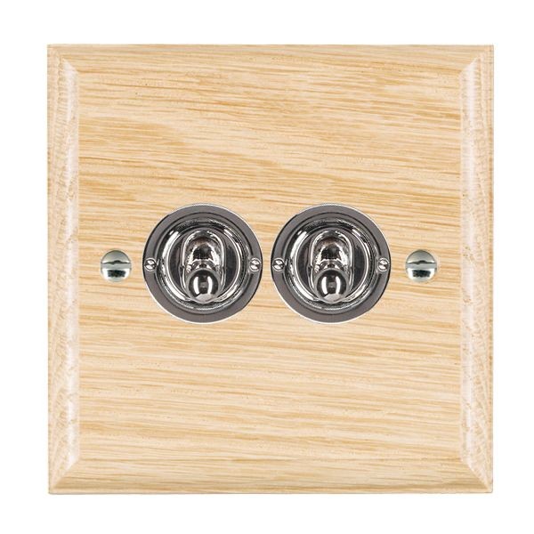 Hamilton Woods Ovolo Light Oak 2 Gang 20AX 2 Way Toggle Switch with
