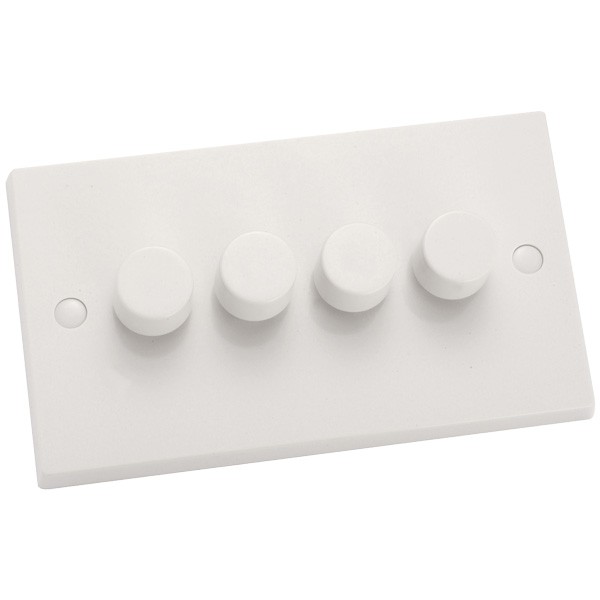 Hamilton White Plastic White 4 Gang 5A Push On/Off Rotary Switch with ...