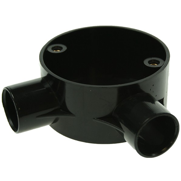 Univolt Black 25mm PVC Angle Junction Box, Conduit Accessories, UK
