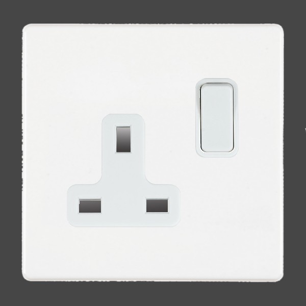 Hamilton Hartland CFX White 1 gang 13A Switched Socket Double Pole with White Insert, Hamilton