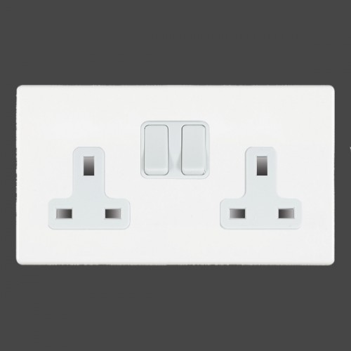 Hamilton Hartland CFX White 2 gang 13A Switched Socket Double Pole