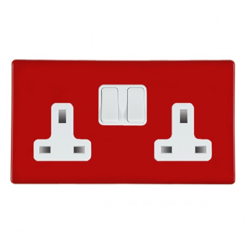 Hamilton Hartland CFX Red 2 gang 13A Switched Socket Double Pole with