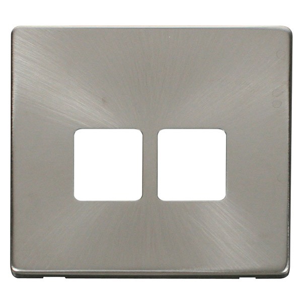Click Definity Brushed Stainless 2 Gang Master Telephone Socket Cover
