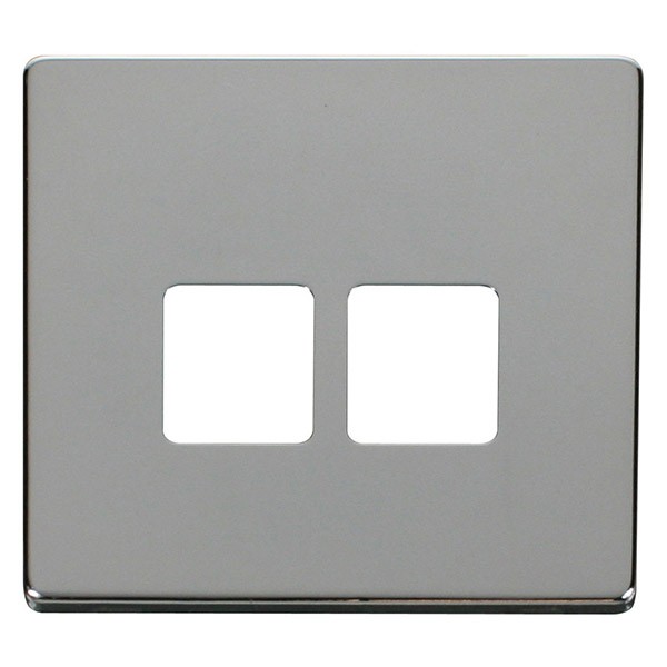 Click Definity Polished Chrome 2 Gang Master Telephone Socket Cover