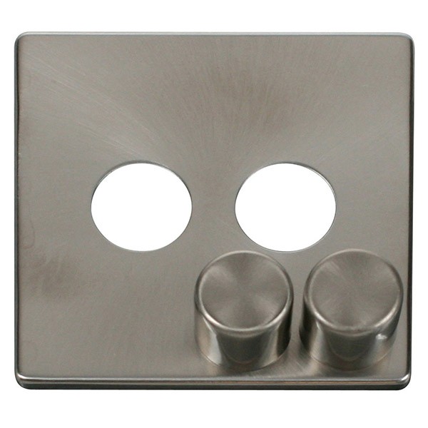 Click Definity Brushed Stainless 2 Gang Dimmer Cover Plate with Brushed