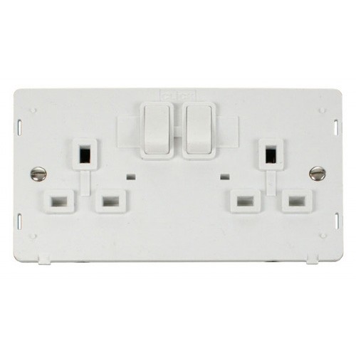 Click Definity SIN036PW UK 2 Gang 13A Switched Socket Outlet Insert in