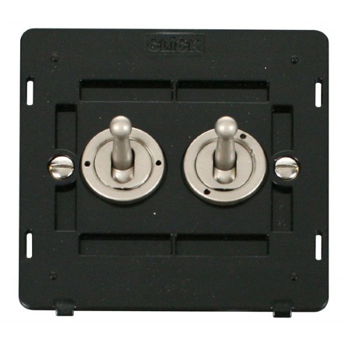 Click Definity Black 2 Gang 2 Way 10AX Toggle Switch Insert with Pearl