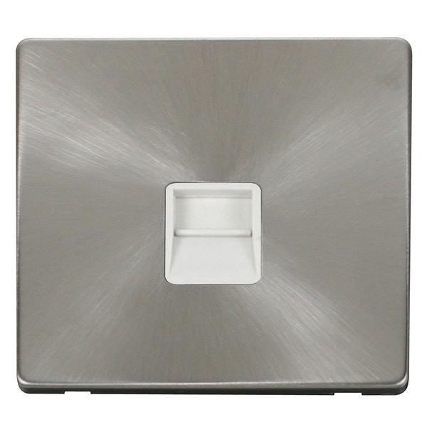 Click Definity Flat Plate Screwless Single Polar White Telephone Master