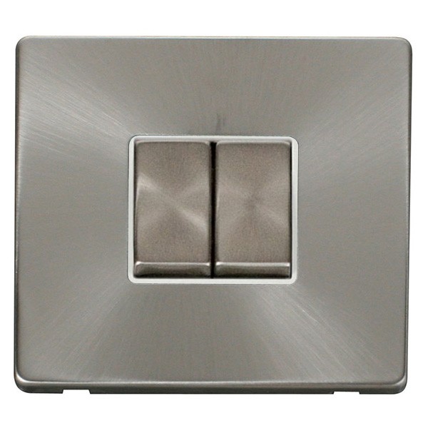 Click Definity Flat Plate Screwless 10AX 2 Gang 2 Way Polar White 