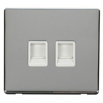 Click Definity Flat Plate Screwless Twin Polar White RJ45 Socket with ...