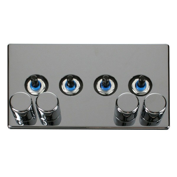 Click Definity Flat Plate Screwless 4 Gang 2 Way 250W Dimmer Switch