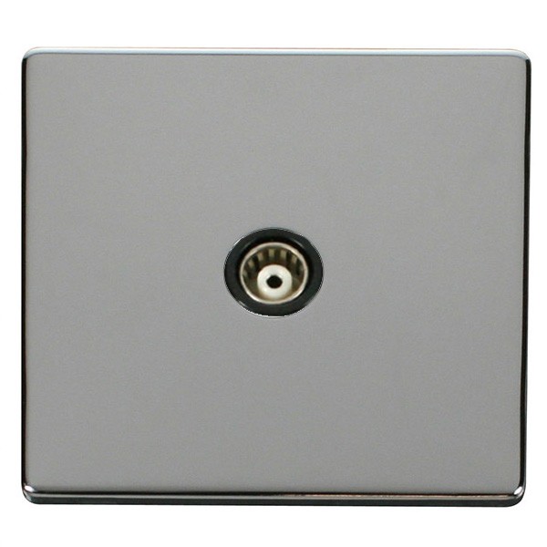 Click Definity Flat Plate Screwless Black Single Isolated Coaxial