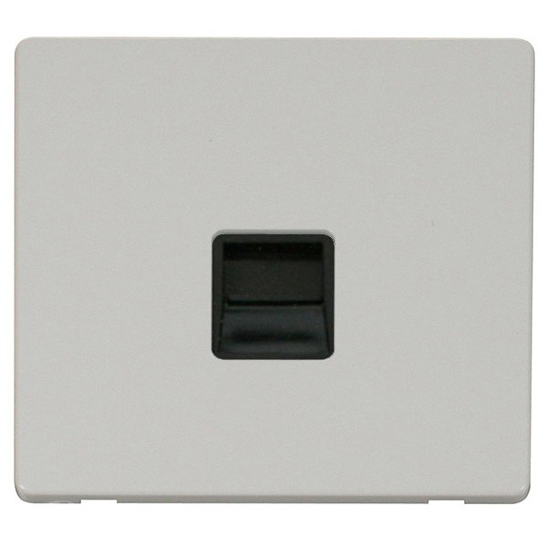 Click Definity Flat Plate Screwless Single Black Telephone Secondary