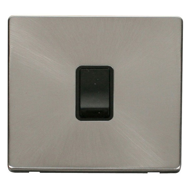 Click Definity Flat Plate Screwless 20A DP Black Switch with Brushed